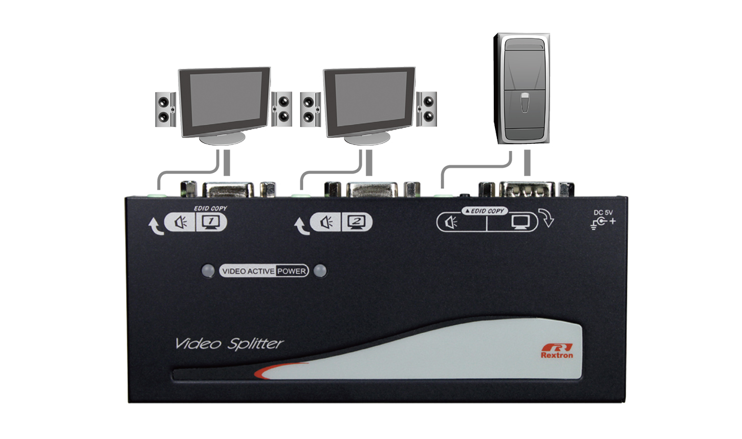 1 in 2 out VGA Video Splitter | Rextron VSVA-102