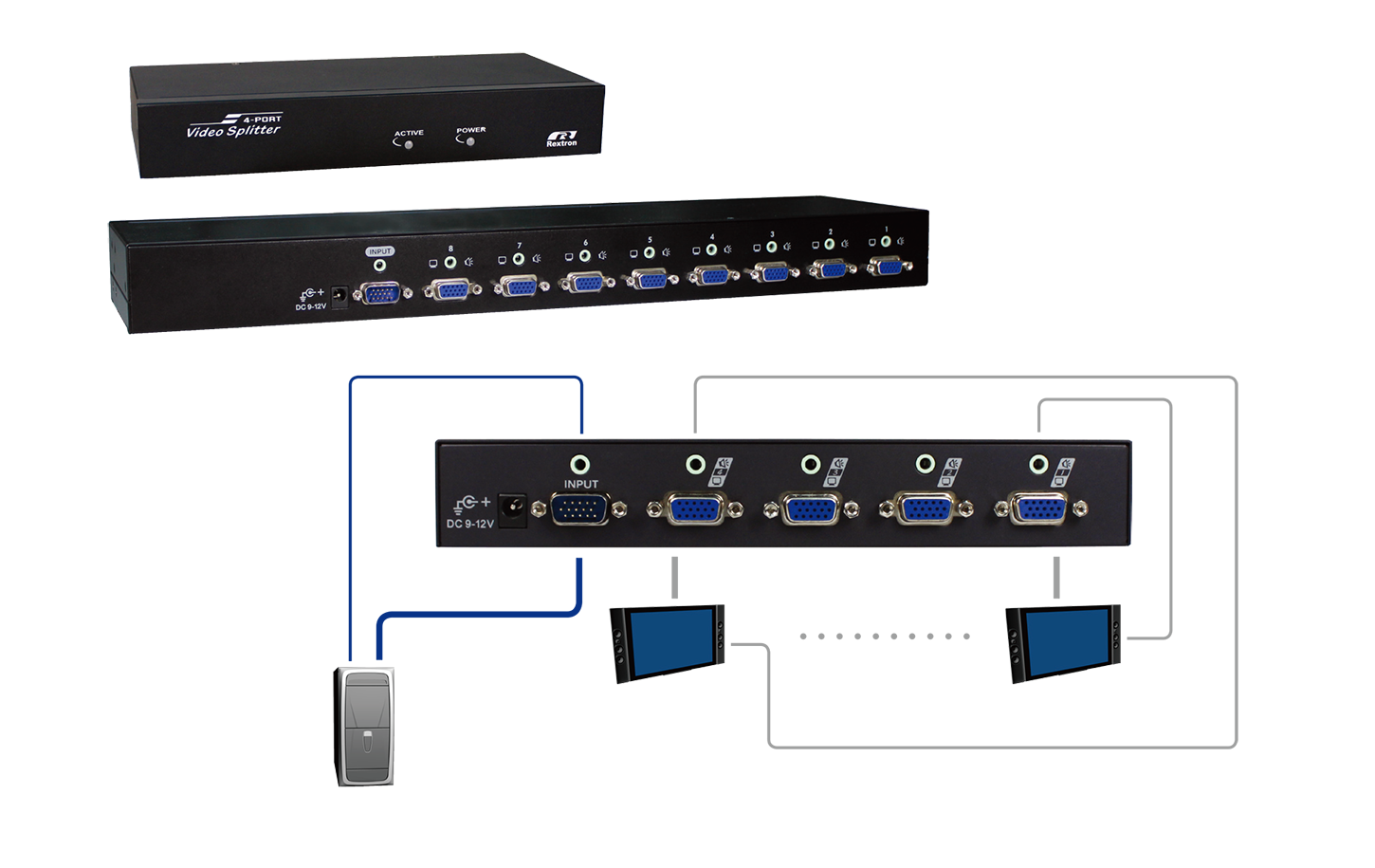 8 Ports VGA Splitter with Audio connection 8 Ports VGA Splitter with Audio connection