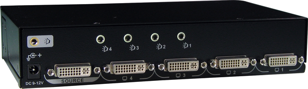 4 Ports DVI Splitter with Audio