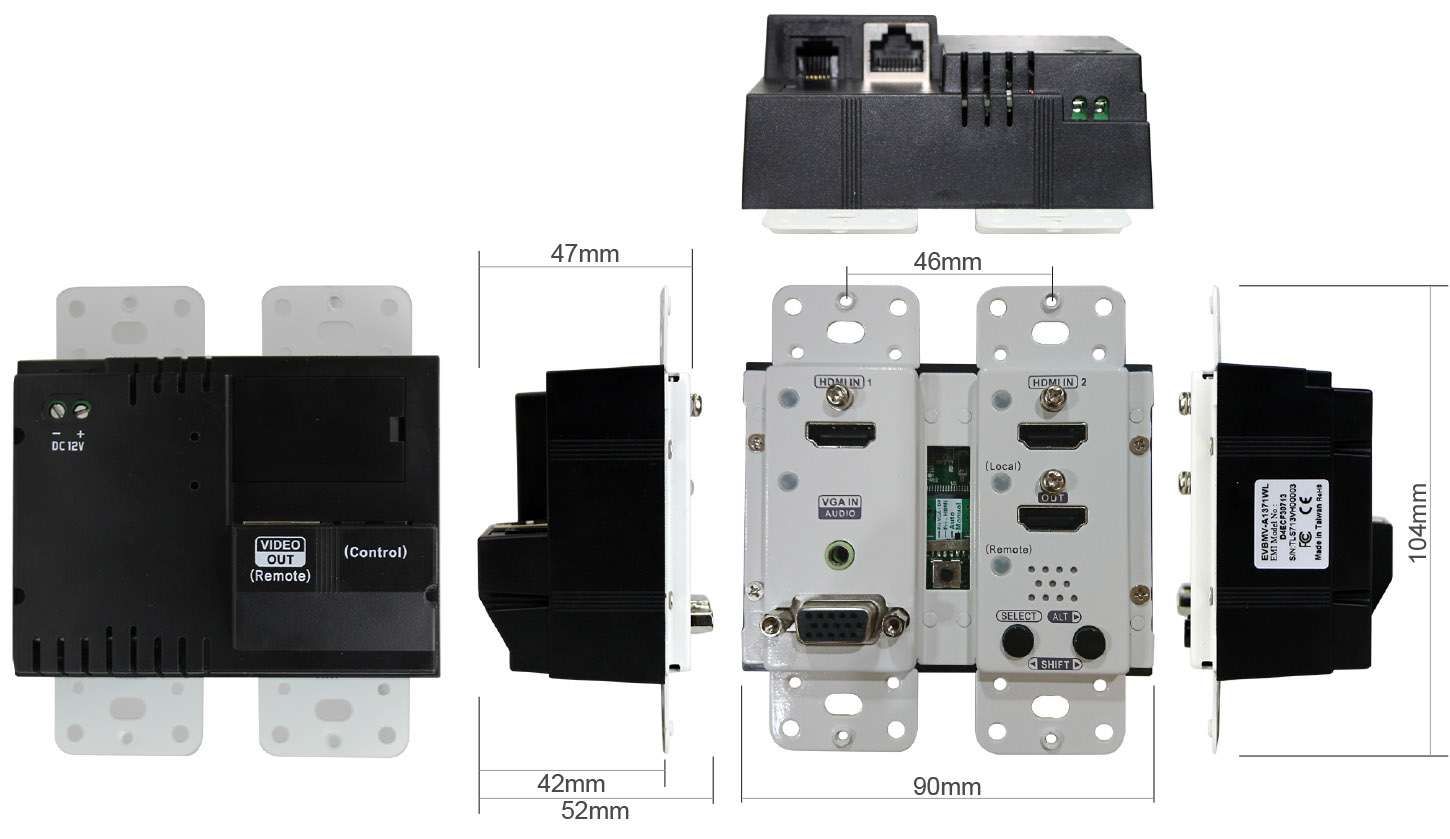 Wall Plate 4K Multi-Format HDBaseT Extender Transmitter with 3 Ports Switch