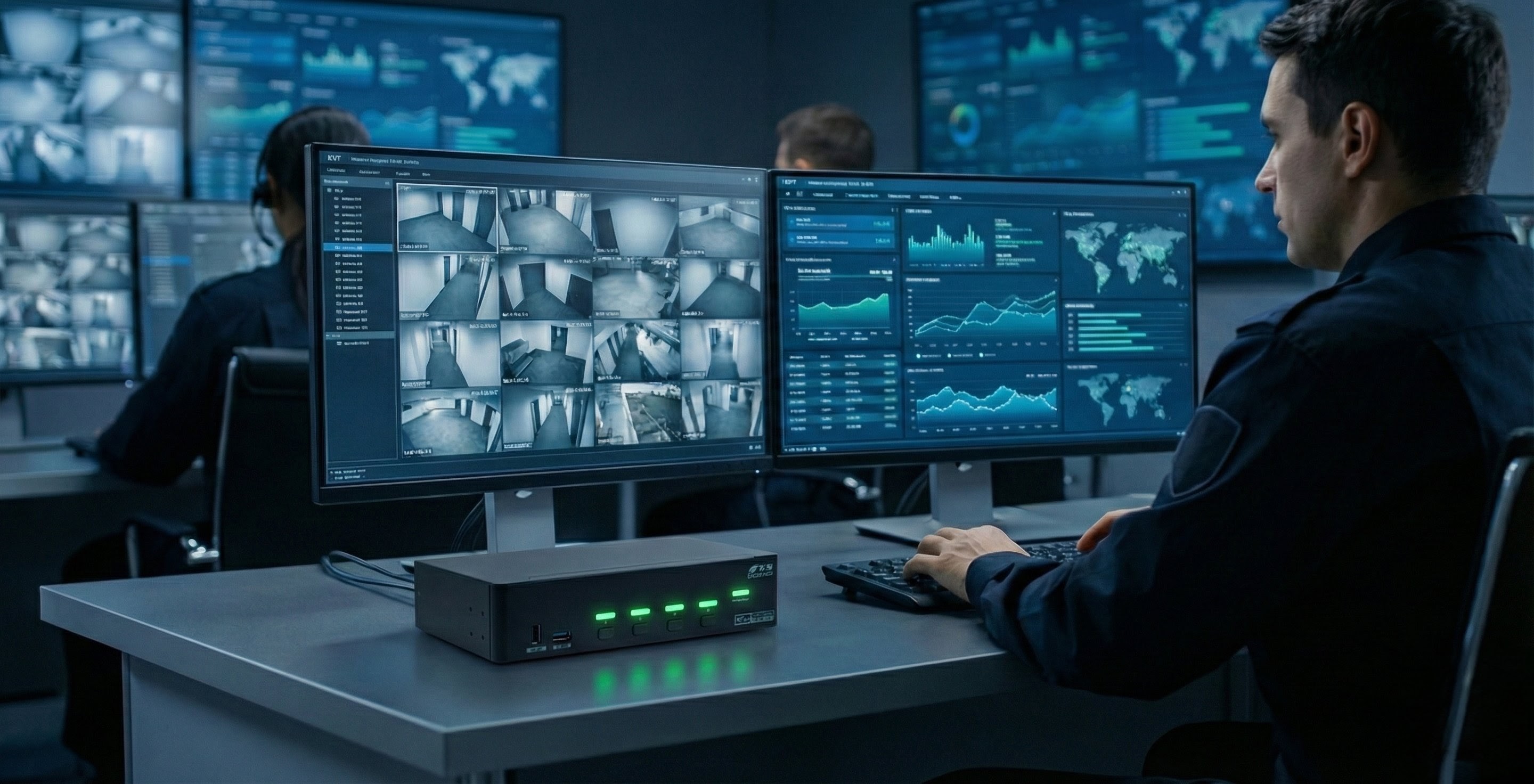 Asynchronous Dual Monitor Hybrid View Mode KVM Switch