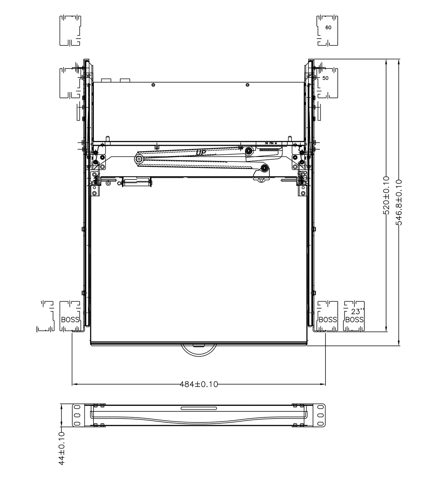 Rackmount LCD Console top view