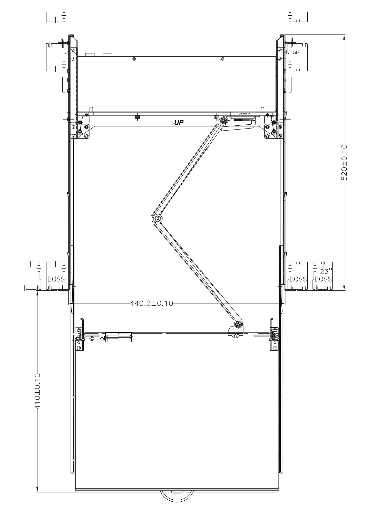 Rackmount LCD Console top view-depth
