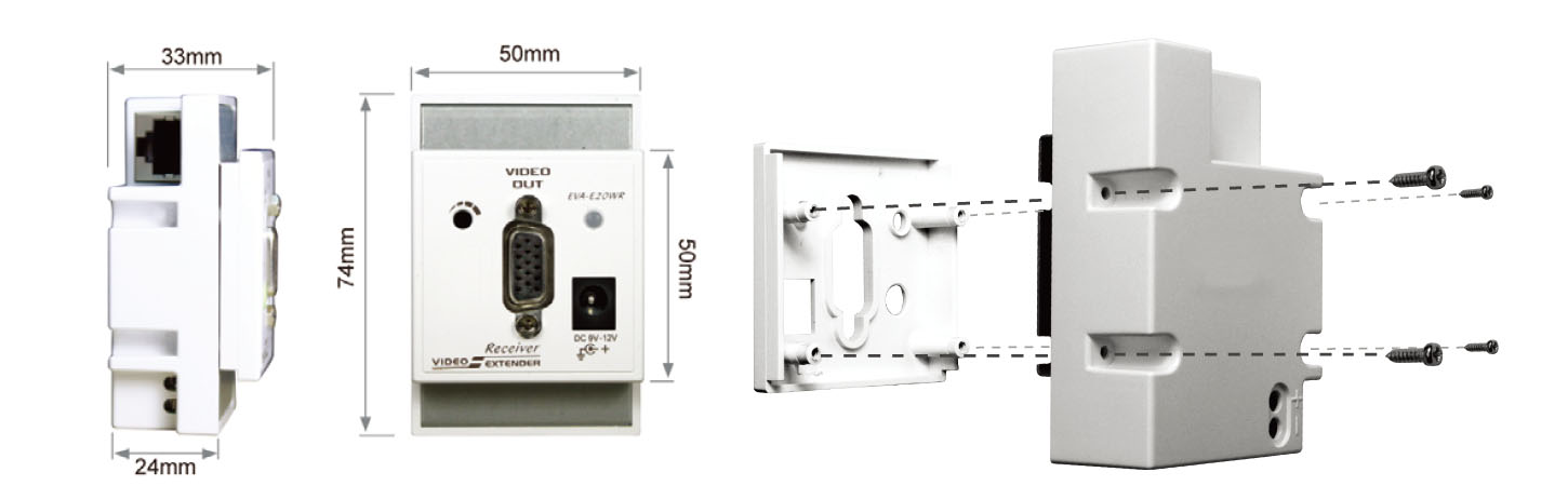 UK Wall Plate VGA Extender-dimension