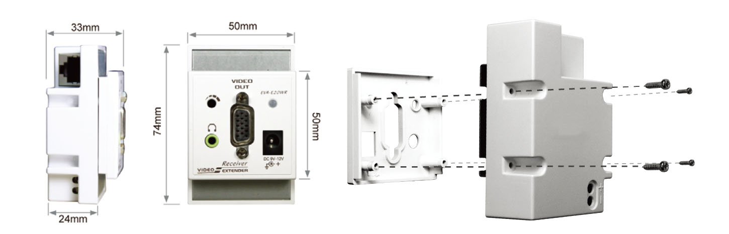 UK Wallplate VGA Extender-dimension