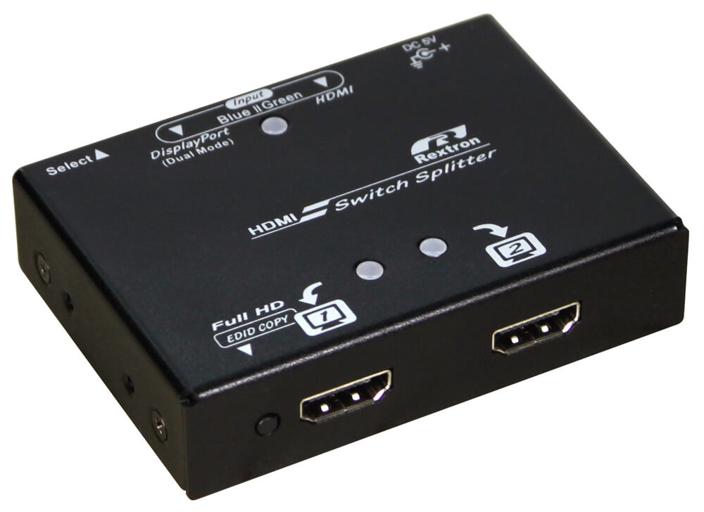 2x2 Hybrid DisplayPort and HDMI Switch Splitter with EDID, DP++